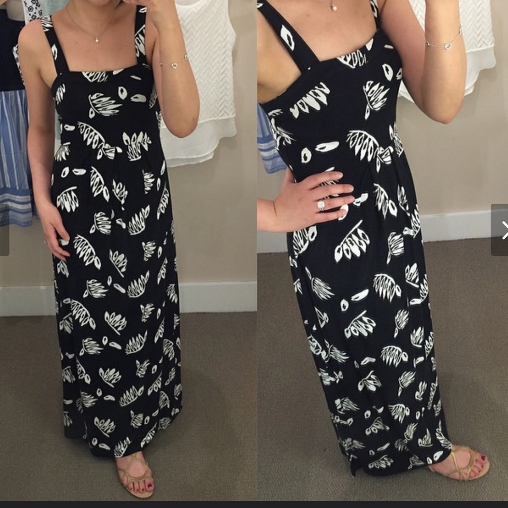 Ann Taylor LOFT black & white leaves dress